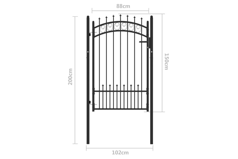 Hageport med pigger stål 100x150 cm svart - Svart - Hus & oppussing - Innsynsbeskyttelse & innhegning - Port - Smijernsport & jernport