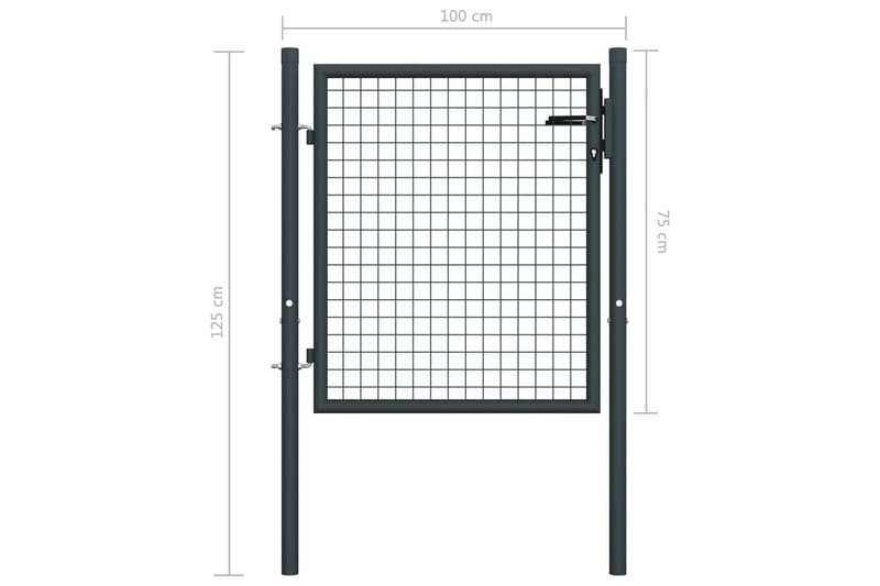 Hageport netting galvanisert stål 100x125 cm grå - Hus & oppussing - Innsynsbeskyttelse & innhegning - Port - Smijernsport & jernport