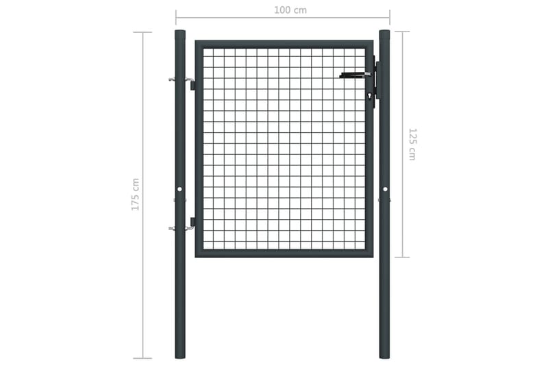 Hageport netting galvanisert stål 100x175 cm grå - Hus & oppussing - Innsynsbeskyttelse & innhegning - Port - Smijernsport & jernport