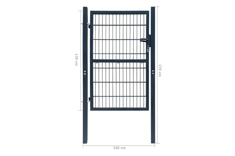 2D hageport (enkel) antrasitt grå 106 x 170 cm - Hus & oppussing - Innsynsbeskyttelse & innhegning - Port