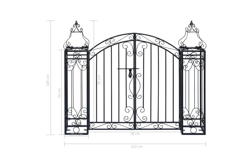 Dekorativ hageport smijern 122x20,5x100 cm - Svart - Hus & oppussing - Innsynsbeskyttelse & innhegning - Port - Tregrind