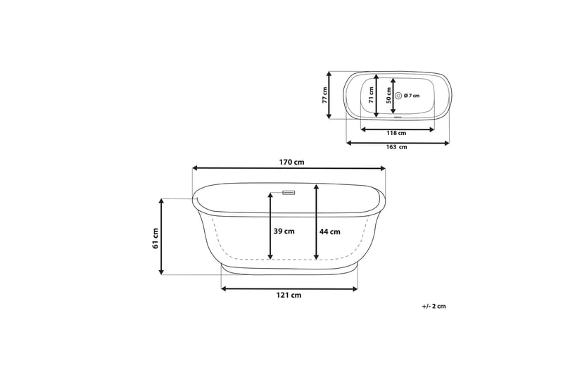 Castoro Badekar 170 cm Frittstående - Svart - Hus & oppussing - Kjøkken & bad - Baderom - Badekar - Frittstående badekar