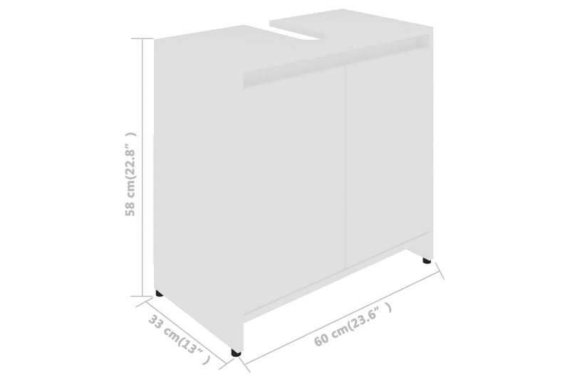 Baderomsskap hvit 60x33x58 cm sponplate - Hvit - Hus & oppussing - Kjøkken & bad - Baderom - Baderomsmøbler & baderomsinnredning - Baderomsskap