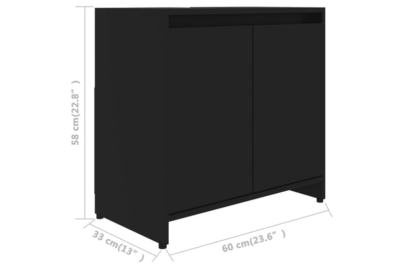 Baderomsskap svart 60x33x58 cm sponplate - Svart - Hus & oppussing - Kjøkken & bad - Baderom - Baderomsmøbler & baderomsinnredning - Baderomsskap