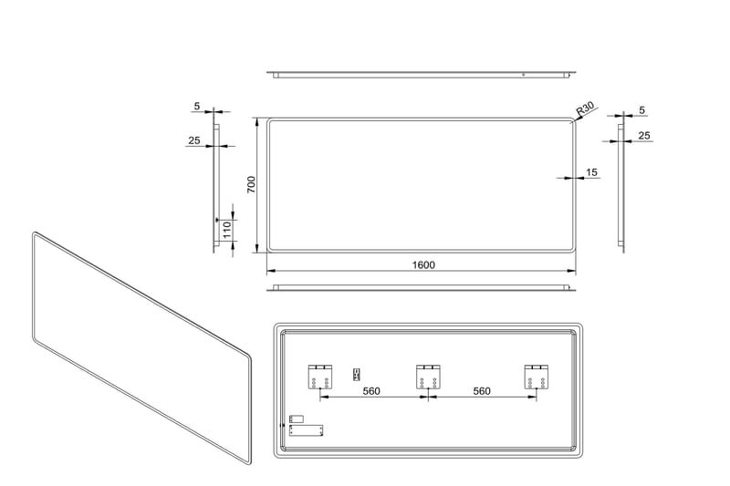 Dalkarl Speil 160x70 cm - Sølv - Hus & oppussing - Kjøkken & bad - Baderom - Baderomsmøbler & baderomsinnredning - Baderomsspeil