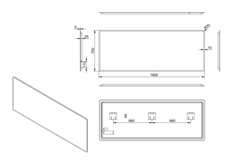 Dalkarl Speil 180x70 cm - Sølv - Hus & oppussing - Kjøkken & bad - Baderom - Baderomsmøbler & baderomsinnredning - Baderomsspeil