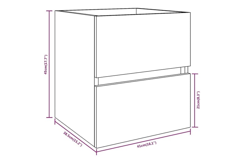 beBasic Servantskap brun eik 41x38,5x45 cm konstruert tre - Brun - Hus & oppussing - Kjøkken & bad - Baderom - Baderomsmøbler & baderomsinnredning - Servantskap & kommode