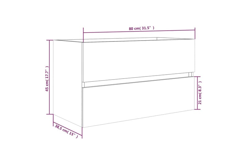 beBasic Servantskap røkt eik 80x38,5x45 cm konstruert tre - Brun - Hus & oppussing - Kjøkken & bad - Baderom - Baderomsmøbler & baderomsinnredning - Servantskap & kommode