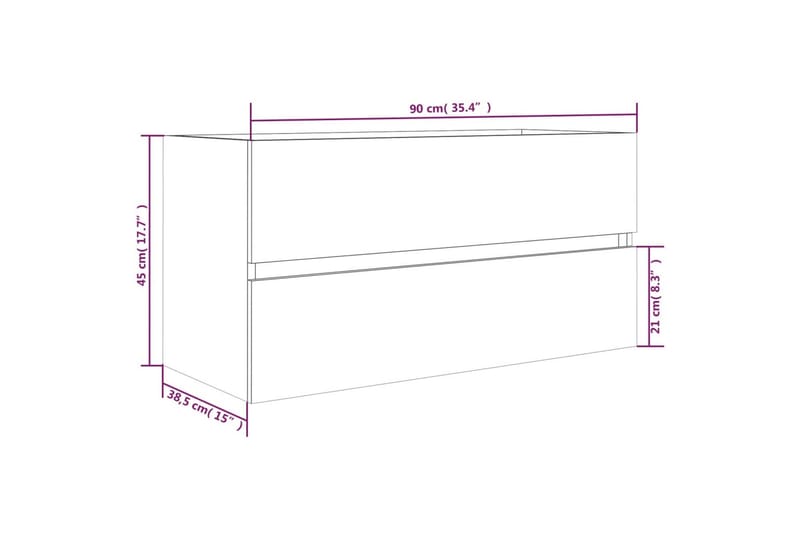 beBasic Servantskap røkt eik 90x38,5x45 cm konstruert tre - Brun - Hus & oppussing - Kjøkken & bad - Baderom - Baderomsmøbler & baderomsinnredning - Servantskap & kommode