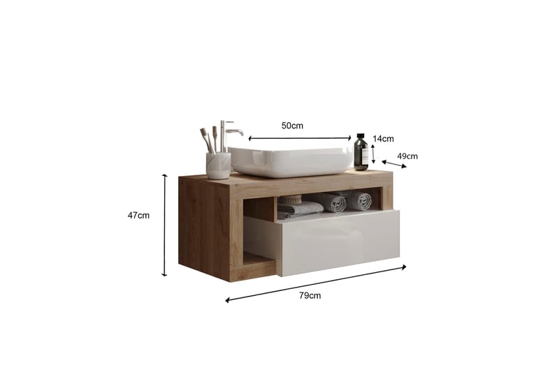 Hamburgan Tvättställsskåp 79x47 cm - Hvit - Hus & oppussing - Kjøkken & bad - Baderom - Baderomsmøbler & baderomsinnredning - Servantskap & kommode