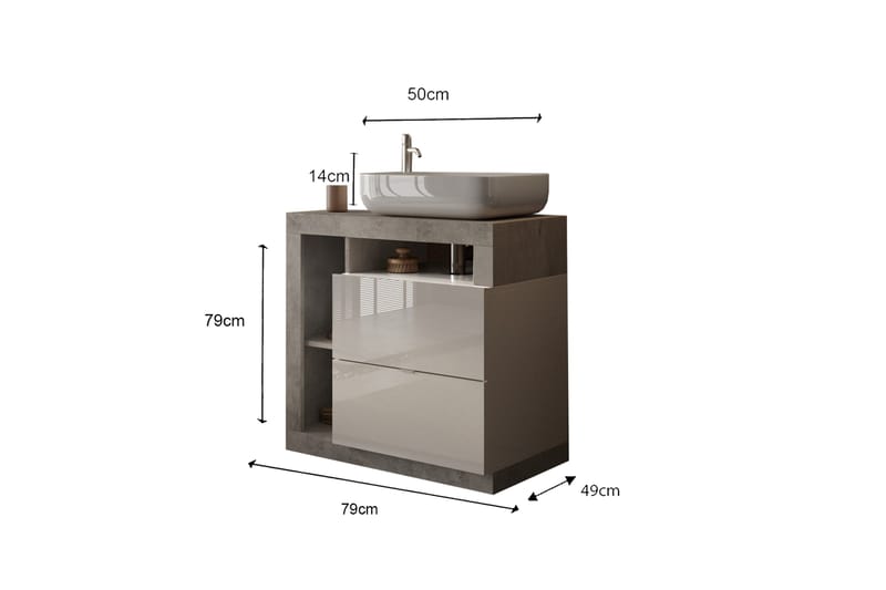 Hamburgan Tvättställsskåp 79x79 cm - Hvit - Hus & oppussing - Kjøkken & bad - Baderom - Baderomsmøbler & baderomsinnredning - Servantskap & kommode