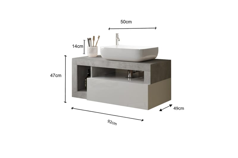 Hamburgan Tvättställsskåp 92x47 cm - Hvit - Hus & oppussing - Kjøkken & bad - Baderom - Baderomsmøbler & baderomsinnredning - Servantskap & kommode