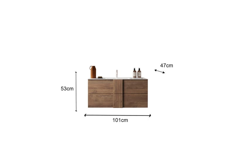 Helmund Tvättställsskåp 101x53 cm - Svart Brun - Hus & oppussing - Kjøkken & bad - Baderom - Baderomsmøbler & baderomsinnredning - Servantskap & kommode