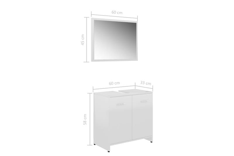 Baderomsmøbelsett høyglans hvit sponplate - Hus & oppussing - Kjøkken & bad - Baderom - Baderomsmøbler & baderomsinnredning - Komplette møbelpakker