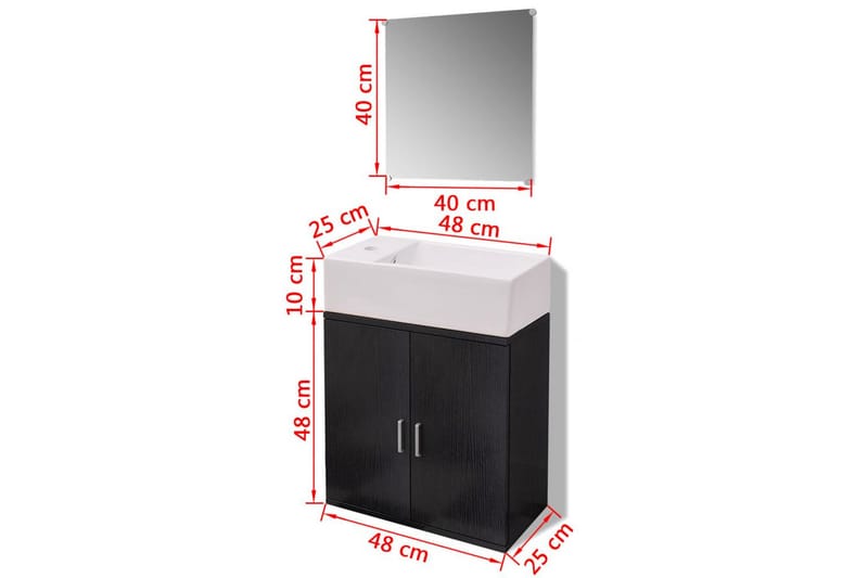 Servant og baderomsmøbler 3 deler svart - Hus & oppussing - Kjøkken & bad - Baderom - Baderomsmøbler & baderomsinnredning - Komplette møbelpakker