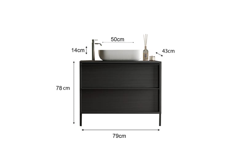 Parona Tvättställsskåp 79x78 cm - Svart - Hus & oppussing - Kjøkken & bad - Baderom - Baderomsmøbler & baderomsinnredning - Servantskap & kommode