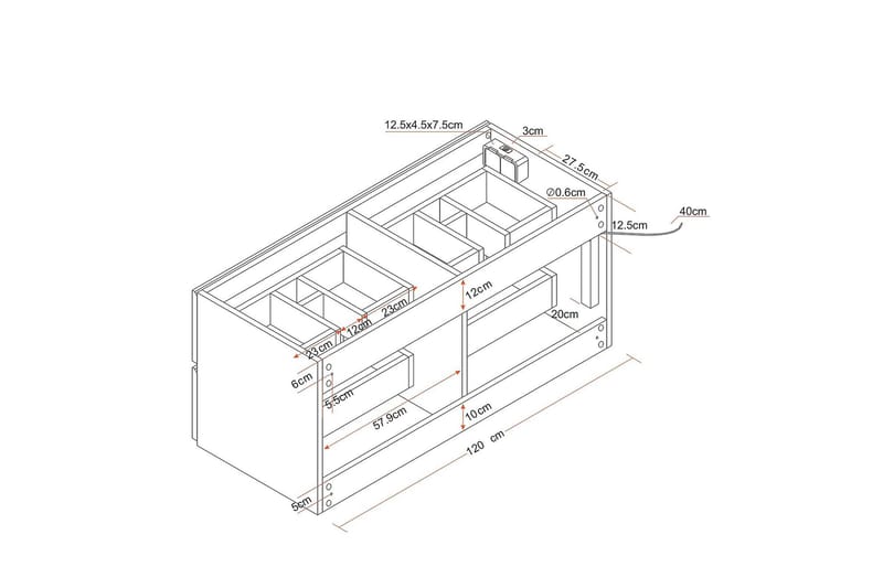 Eufori Servantskap Bathlife 120 cm - Hvit - Hus & oppussing - Kjøkken & bad - Baderom - Baderomsmøbler & baderomsinnredning - Servantskap & kommode