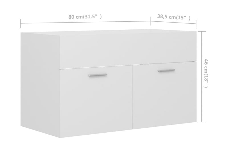 Servantskap hvit 80x38,5x46 cm sponplate - Hvit - Hus & oppussing - Kjøkken & bad - Baderom - Baderomsmøbler & baderomsinnredning - Servantskap & kommode