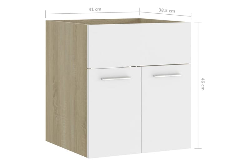 Servantskap hvit og sonoma eik 41x38,5x46 cm sponplate - Beige - Hus & oppussing - Kjøkken & bad - Baderom - Baderomsmøbler & baderomsinnredning - Servantskap & kommode