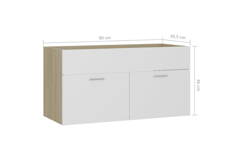 Servantskap hvit og sonoma eik 90x38,5x46 cm sponplate - Beige - Hus & oppussing - Kjøkken & bad - Baderom - Baderomsmøbler & baderomsinnredning - Servantskap & kommode