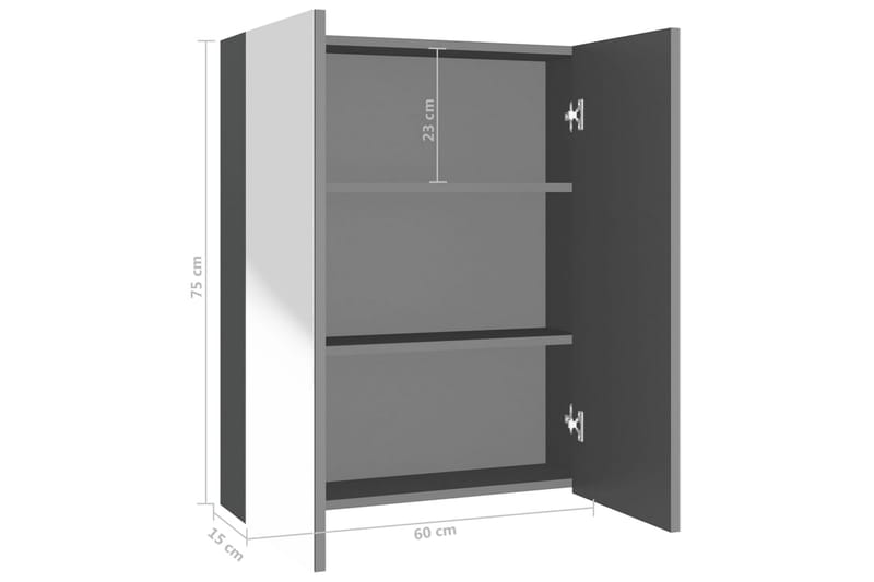 Speilskap til bad 60x15x75 cm MDF antrasitt - Antrasittgrå - Hus & oppussing - Kjøkken & bad - Baderom - Baderomsmøbler & baderomsinnredning - Speilskap