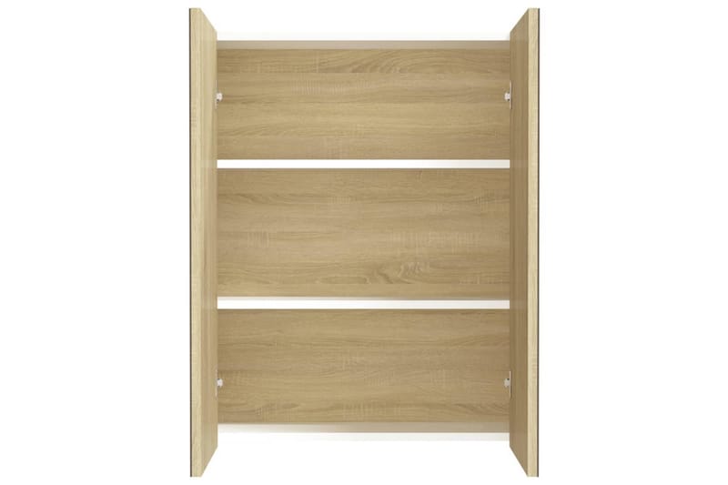 Speilskap til bad 60x15x75 cm MDF hvit og eik - Hvit - Hus & oppussing - Kjøkken & bad - Baderom - Baderomsmøbler & baderomsinnredning - Speilskap