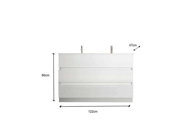 Start Tvättställsskåp 122x86 cm - Hvit - Hus & oppussing - Kjøkken & bad - Baderom - Baderomsmøbler & baderomsinnredning - Servantskap & kommode