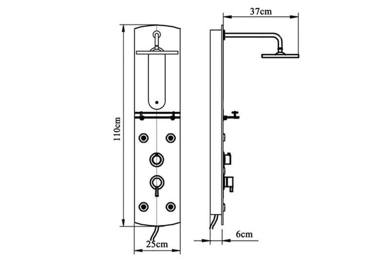 Dusjpanel 25x43x110 cm sølv - Hus & oppussing - Kjøkken & bad - Baderom - Baderomstilbehør - Øvrig