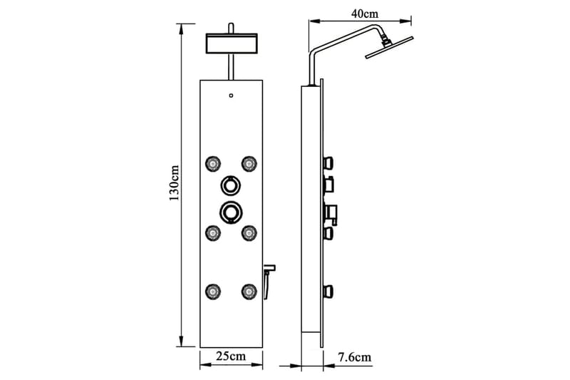 Dusjpanel glass 25x47,5x130 cm svart - Hus & oppussing - Kjøkken & bad - Baderom - Baderomstilbehør - Øvrig