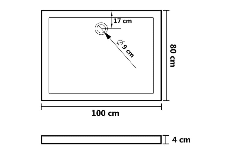 Rektangulært dusjbrett ABS 80x100 cm - Hvit - Hus & oppussing - Kjøkken & bad - Baderom - Baderomstilbehør - Øvrig