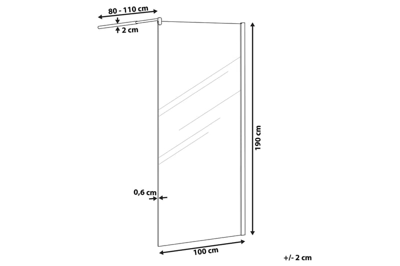 Ahaus Dusjskjerm 100x190 cm - Herdet Glass - Dusjvegger