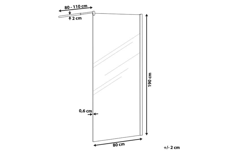 Ahaus Dusjskjerm 80x190 cm - Herdet Glass - Dusjvegger