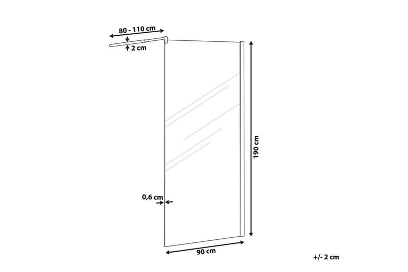 Ahaus Dusjskjerm 90x190 cm - Herdet Glass - Dusjvegger