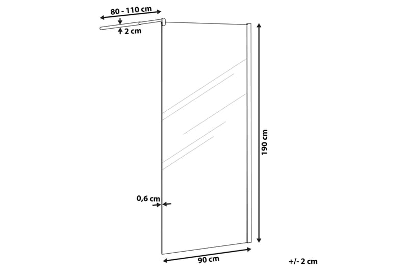 Ahaus Dusjskjerm 90x190 cm - Herdet Glass - Dusjvegger