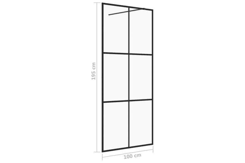 Dusjvegg med klart ESG-glass 100x195 cm svart - Gjennomsiktig - Hus & oppussing - Kjøkken & bad - Baderom - Dusjer - Dusjvegger