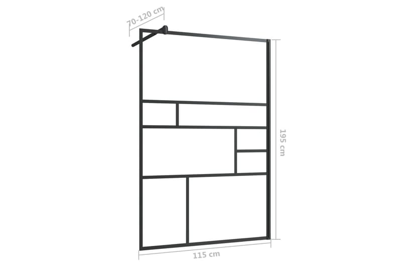 Dusjvegg med klart ESG-glass 115x195 cm svart - Gjennomsiktig - Hus & oppussing - Kjøkken & bad - Baderom - Dusjer - Dusjvegger