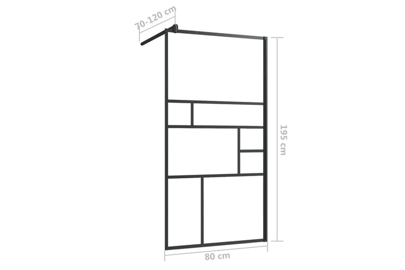 Dusjvegg med klart ESG-glass 80x195 cm svart - Gjennomsiktig - Dusjvegger