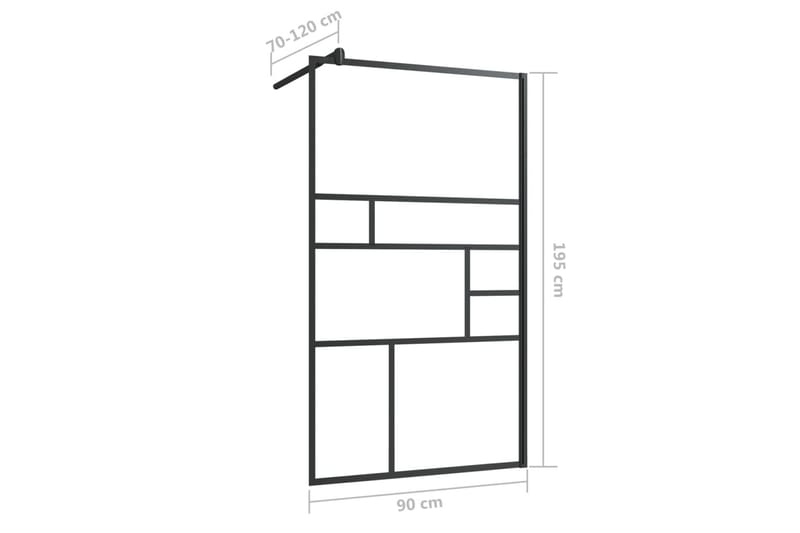 Dusjvegg med klart ESG-glass klart 90x195 cm svart - Gjennomsiktig - Dusjvegger