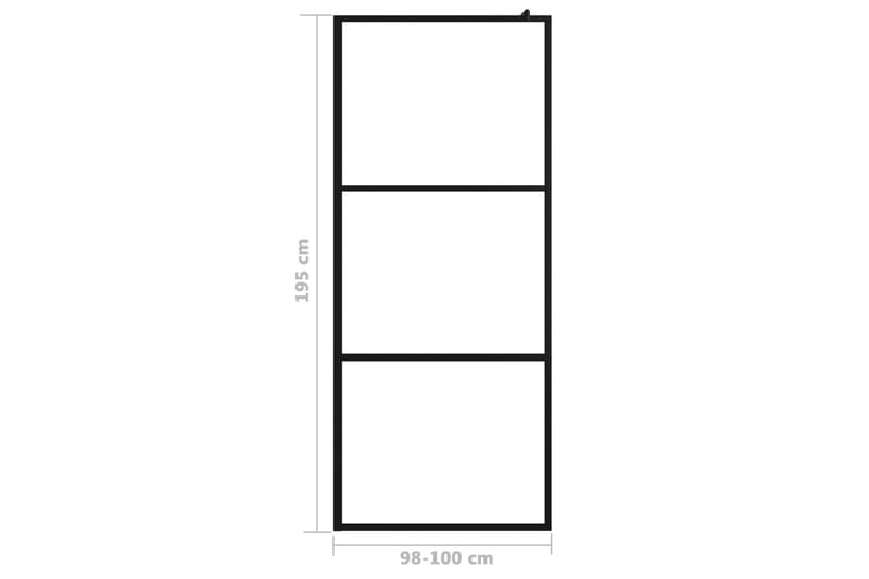 Dusjvegg med klart ESG-glass svart 100x195 cm - Svart - Hus & oppussing - Kjøkken & bad - Baderom - Dusjer - Dusjvegger