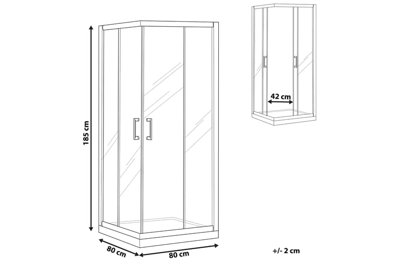 Itelan Dusjkabinett 80x80x185 cm - Herdet Glass - Dusjvegger