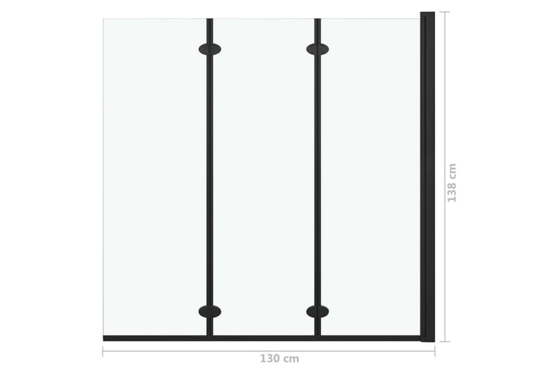 Leddet dusjdør med 3 paneler ESG 130x138 cm svart - Hus & oppussing - Kjøkken & bad - Baderom - Dusjer - Dusjvegger