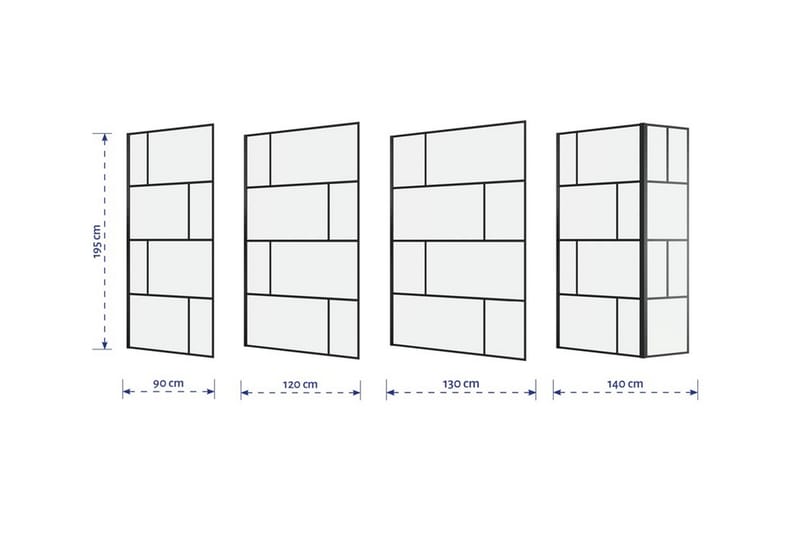 Sörby Dusjvegg 130x195 cm - Svart - Hus & oppussing - Kjøkken & bad - Baderom - Dusjer - Dusjvegger