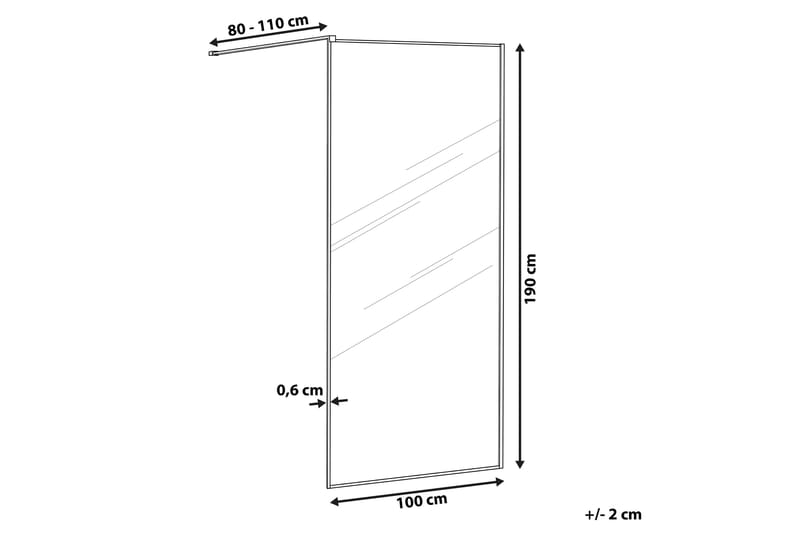 Waspam Dusjskjerm 100x190 cm - Herdet Glass/Svart - Dusjvegger