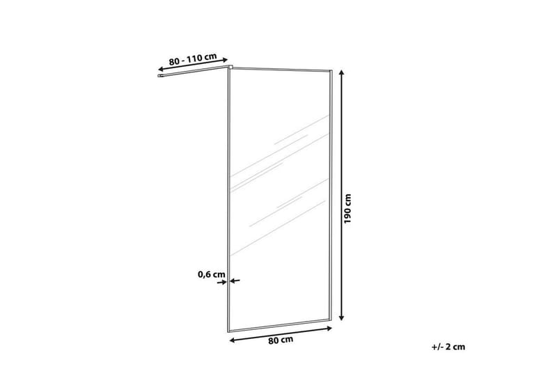 Waspam Dusjskjerm 80x190 cm - Herdet Glass/Svart - Dusjvegger