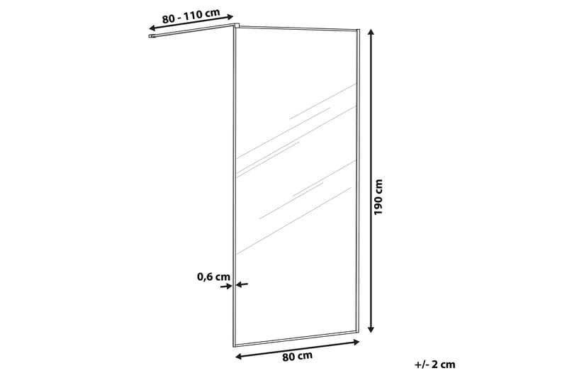 Waspam Dusjskjerm 80x190 cm - Herdet Glass/Svart - Dusjvegger