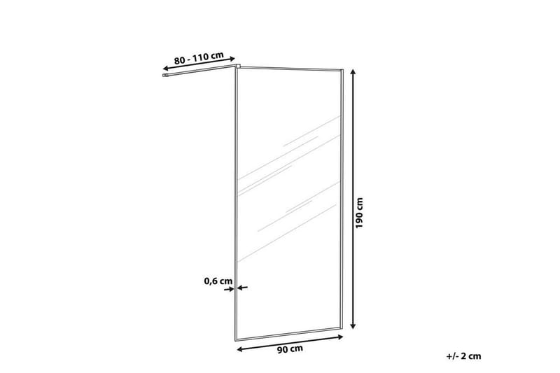 Waspam Dusjskjerm 90x190 cm - Herdet Glass/Svart - Dusjvegger