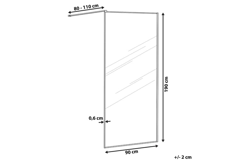 Waspam Dusjskjerm 90x190 cm - Herdet Glass/Svart - Dusjvegger