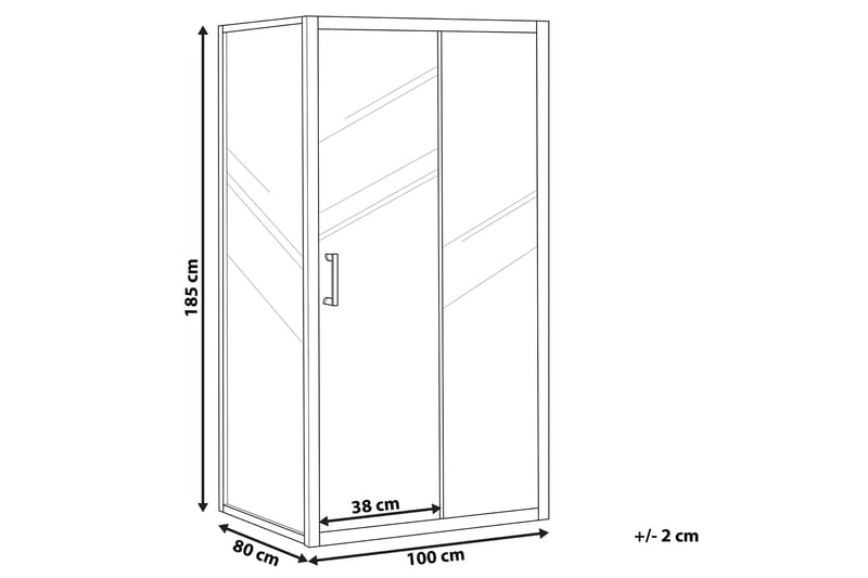 Yoro Dusjkabinett 80x100x185 cm - Herdet Glass - Dusjvegger