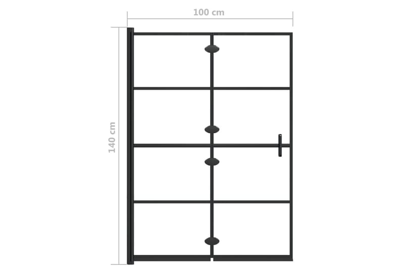 Leddet dusjdør ESG 100x140 cm svart - Hus & oppussing - Kjøkken & bad - Baderom - Dusjer - Dusjvegger