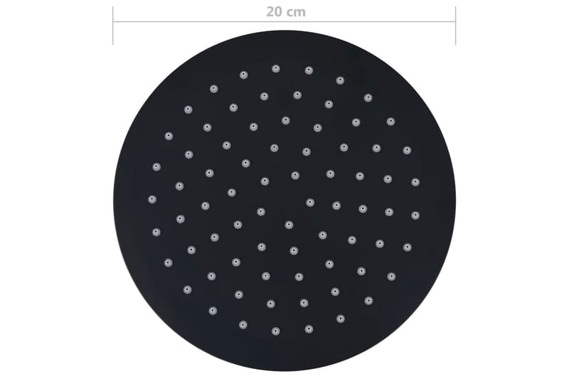 Regndusjhode rustfritt stål 20 cm rund svart - Svart - Hus & oppussing - Kjøkken & bad - Baderom - Dusjutstyr & tilbehør - Dusjsett